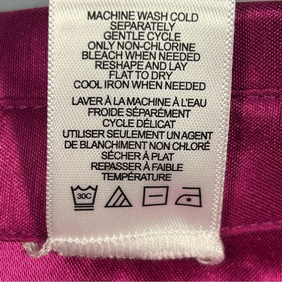 Womens Long Sleeve Wrap Top Size L Tie Bow Satin Metallic Pink Formal Elegant - Picture 12 of 12